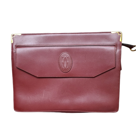 Cartier Burgundy Leather Clutch - Picture 1 of 7